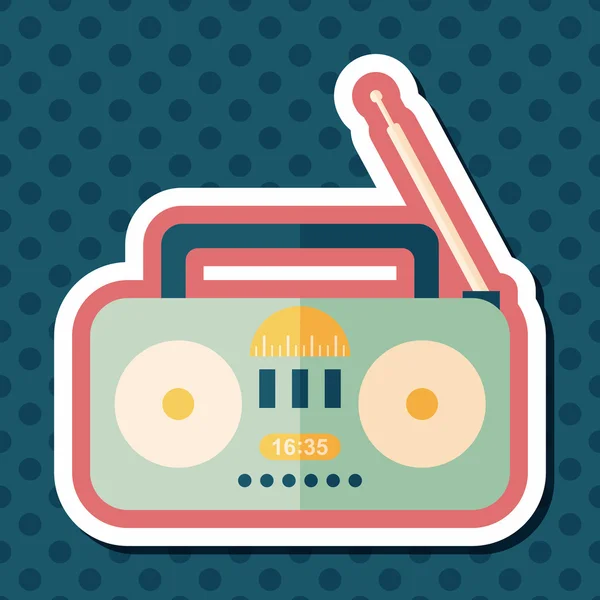 Icono plano de radio con sombra larga, eps10 — Vector de stock