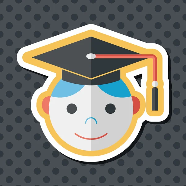 Graduación Hombre icono plano con sombra larga, eps10 — Vector de stock