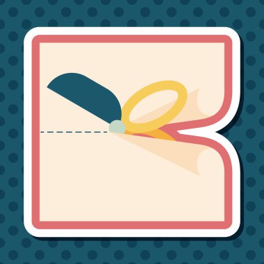 düz kağıt simgesi ile uzun gölge, eps10 kesilmiş makas