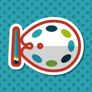 Resim paleti uzun gölge, eps 10 ile boya fırçası düz simgesi ile