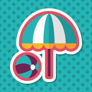 plaj şemsiyesi uzun gölge, eps10 ile topu düz simgesiyle