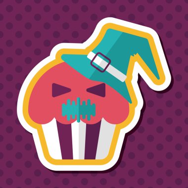 Hayalet uzun gölge, eps10 düz simgesi ile Halloween cupcakes