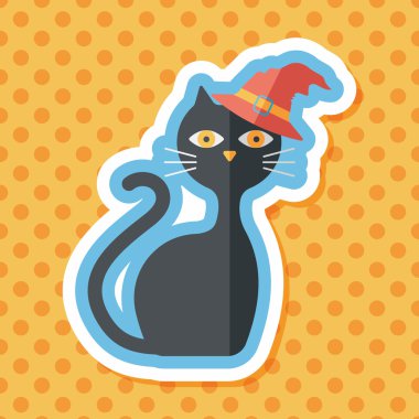 kötü kedi düz simgesi ile uzun gölge, eps10