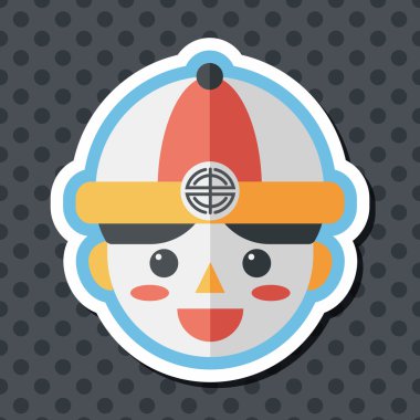 Çin yeni yılı çocuk düz simgesi ile uzun gölge, eps10