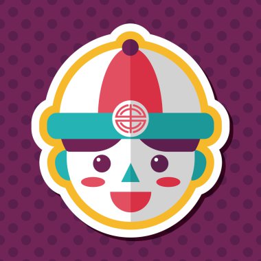 Çin yeni yılı çocuk düz simgesi ile uzun gölge, eps10