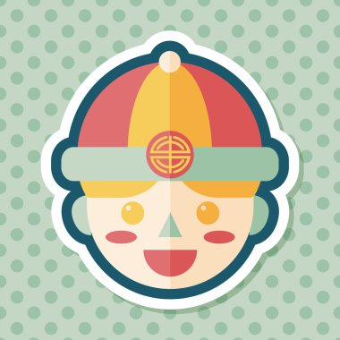 Çin yeni yılı çocuk düz simgesi ile uzun gölge, eps10