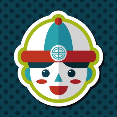 Çin yeni yılı çocuk düz simgesi ile uzun gölge, eps10