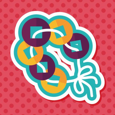 Çin yeni yılı düz simgesi ile uzun gölge, eps10, eski paralar