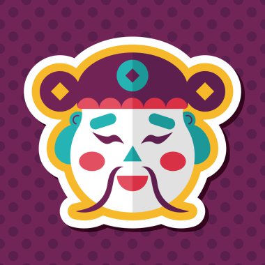 Çin yeni yılı düz simgesi ile uzun gölge, eps10, zenginlik tanrısı