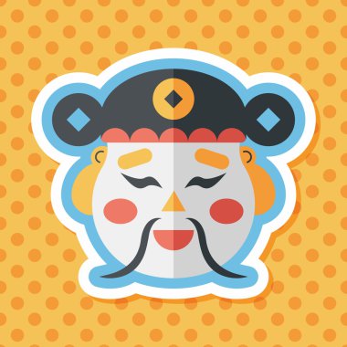 Çin yeni yılı düz simgesi ile uzun gölge, eps10, zenginlik tanrısı