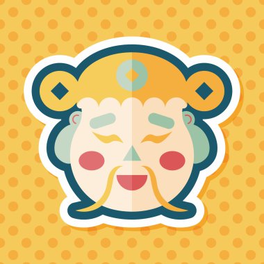 Çin yeni yılı düz simgesi ile uzun gölge, eps10, zenginlik tanrısı