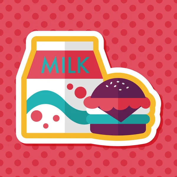 Hamburger and milk flat icon with long shadow,eps10 — Stock Vector