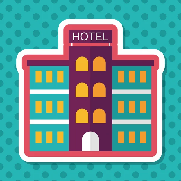 Ícone plano do hotel com sombra longa, eps10 — Vetor de Stock