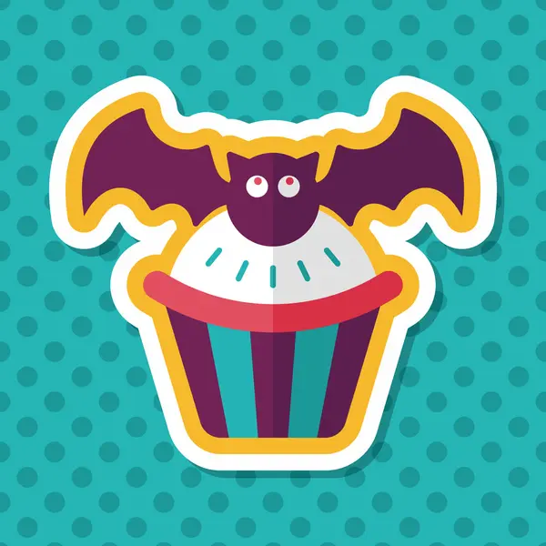 Halloween-Cupcakes mit Fledermaussymbol mit langem Schatten, Eps10 — Stockvektor