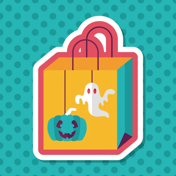Cadılar Bayramı alışveriş çantası düz simgesi ile uzun gölge, eps10 — Stok Vektör