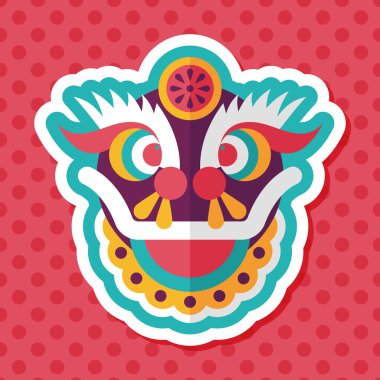 Çin yeni yılı düz simgesi ile uzun gölge, eps10, dragon ve