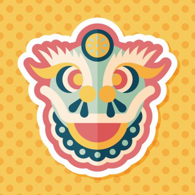 Çin yeni yılı düz simgesi ile uzun gölge, eps10, dragon ve