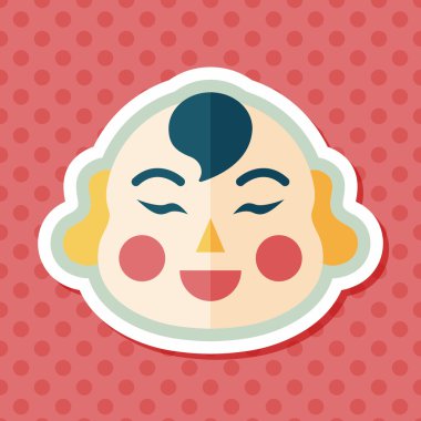 Çin yeni yılı uzun gölge, eps10, Maitreya bez bebek ile düz simgesi