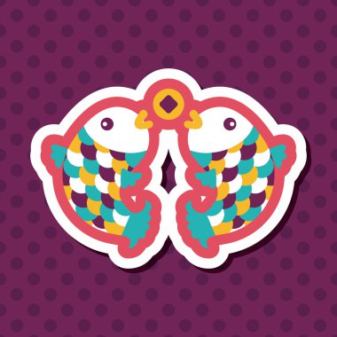 Çin yeni yılı uzun gölge, eps10, Çinli bir dekor ile düz simgesi