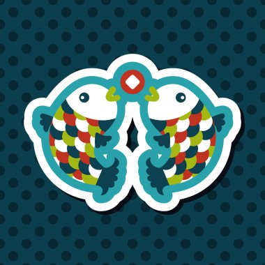 Çin yeni yılı uzun gölge, eps10, Çinli bir dekor ile düz simgesi