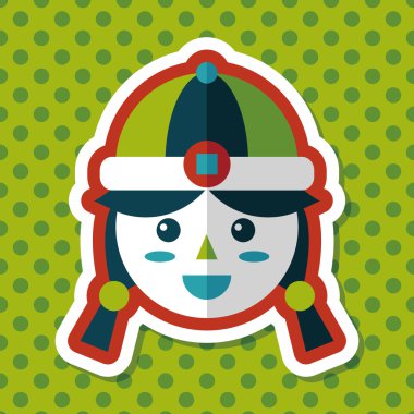 Çin yeni yılı kız uzun gölge, eps10 düz simgesiyle