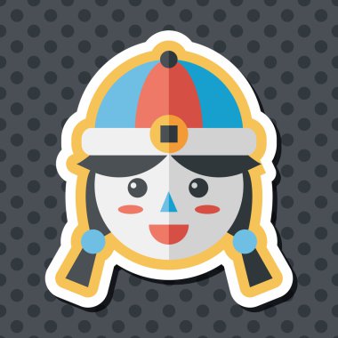 Çin yeni yılı kız uzun gölge, eps10 düz simgesiyle