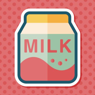 süt paket düz simgesi ile uzun gölge, eps10