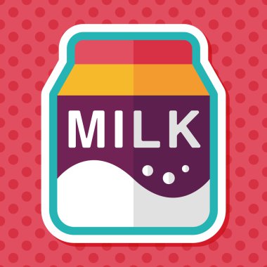 süt paket düz simgesi ile uzun gölge, eps10