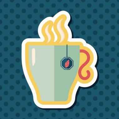 sıcak çay uzun gölge, eps10 düz simgesiyle