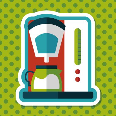 Kahve makinesi düz simgesi, uzun gölge, eps10