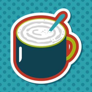 kahve latte sanat düz simgesiyle uzun gölge, eps10