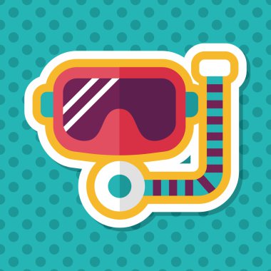 maske ve şnorkel düz simgesi ile uzun gölge, eps10