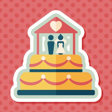 Düğün pastası uzun gölge, eps10 düz simgesiyle
