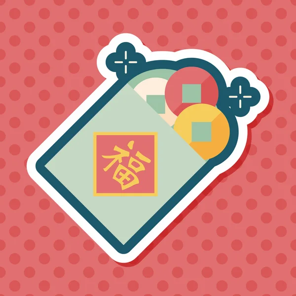 Chinese New Year flat icon with long shadow, eps10, Ancient coins — стоковый вектор