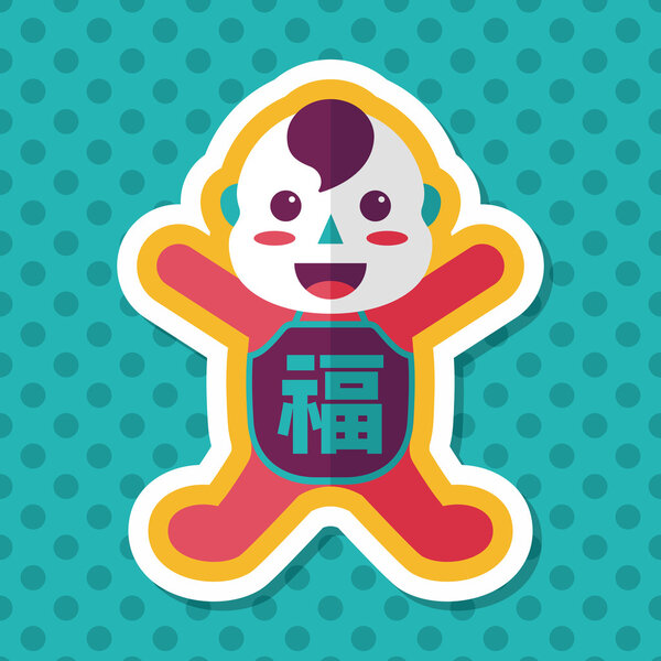 Chinese New Year flat icon with long shadow,eps10, Maitreya doll