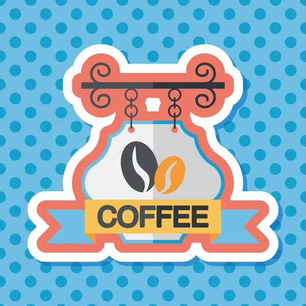 Coffee shop signs flat icon with long shadow,eps10 — Stock Vector