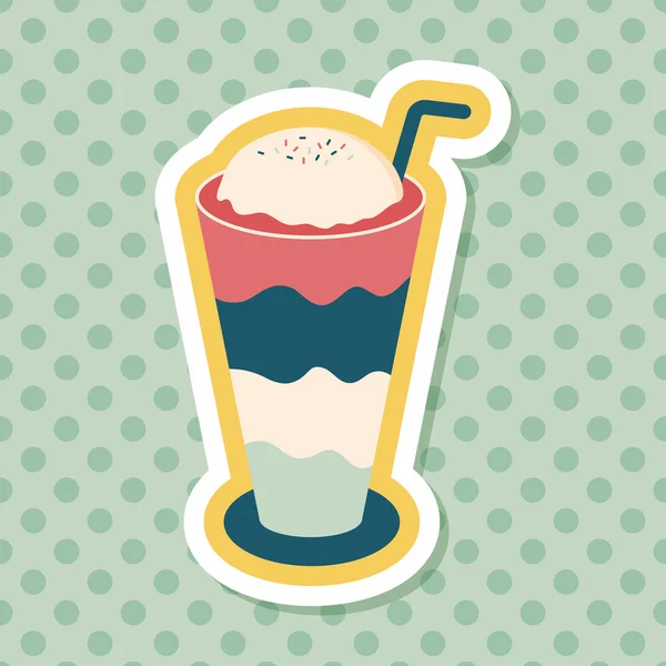 Helado flotante icono plano de café con sombra larga, eps10 — Vector de stock