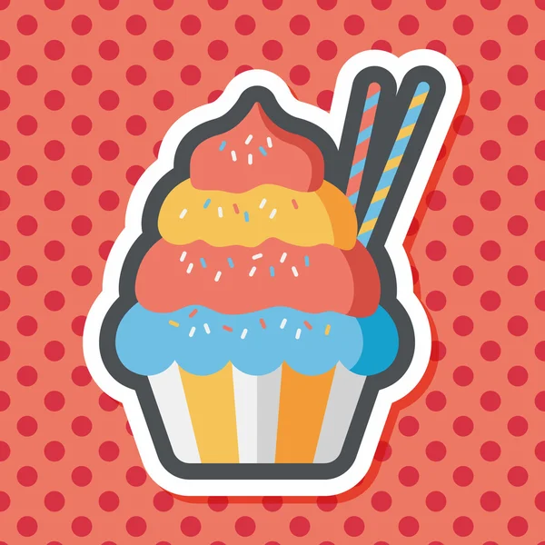 Cupcake icono plano con sombra larga, eps10 — Vector de stock