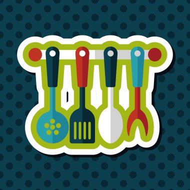 Uzun Gölge, eps10 ile mutfak eşyaları spatula düz simgesi