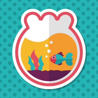 Düz simgesi uzun gölge, eps10 ile evde beslenen hayvan balık kase