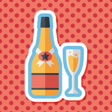 Uzun Gölge, eps10 ile Sevgililer günü şampanya düz simgesi