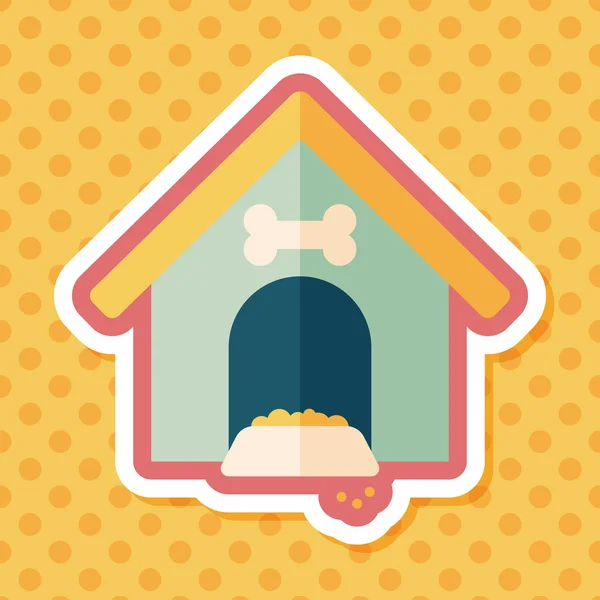 Pet dog house flat icon with long shadow, eps10 — стоковый вектор