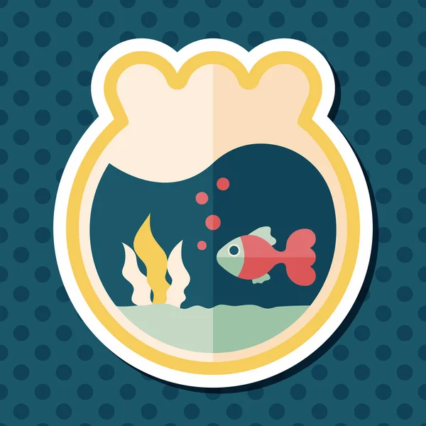 Pet goldfish bowl flat icon with long shadow, eps10 — стоковый вектор