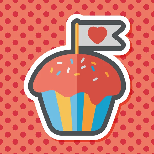 Dia dos Namorados cupcake ícone plano com sombra longa, eps10 — Vetor de Stock