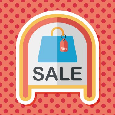 alışveriş mağazası Satılık işareti düz simgesi uzun gölge, eps10 ile