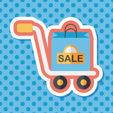 alışveriş arabası düz simgesi uzun gölge, eps10 ile işleme