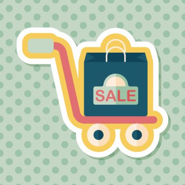 alışveriş arabası düz simgesi uzun gölge, eps10 ile işleme