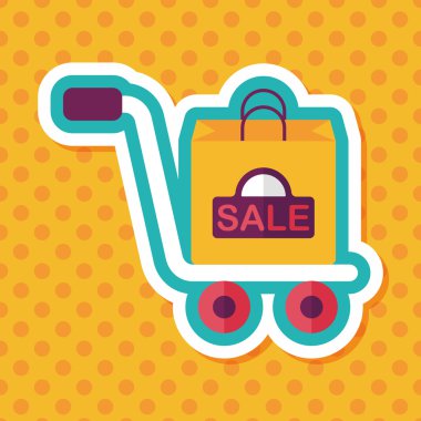 alışveriş arabası düz simgesi uzun gölge, eps10 ile işleme