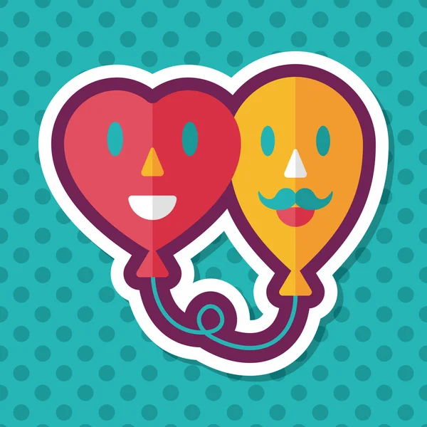 Balons Day Valentine 's Day flat icon with long shadow, eps10 — стоковый вектор