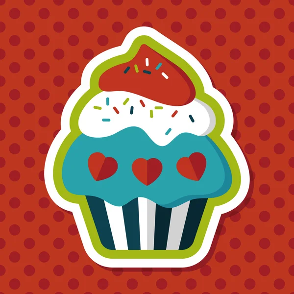 Cupcake Saint-Valentin icône plate avec ombre longue, eps10 — Image vectorielle